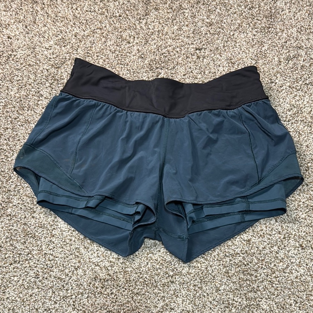 lululemon athletica Teal Blue Athletic Shorts with Black Waistband